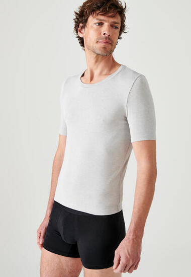 T-shirt col rond manches courtes fine côte thermique Thermolactyl