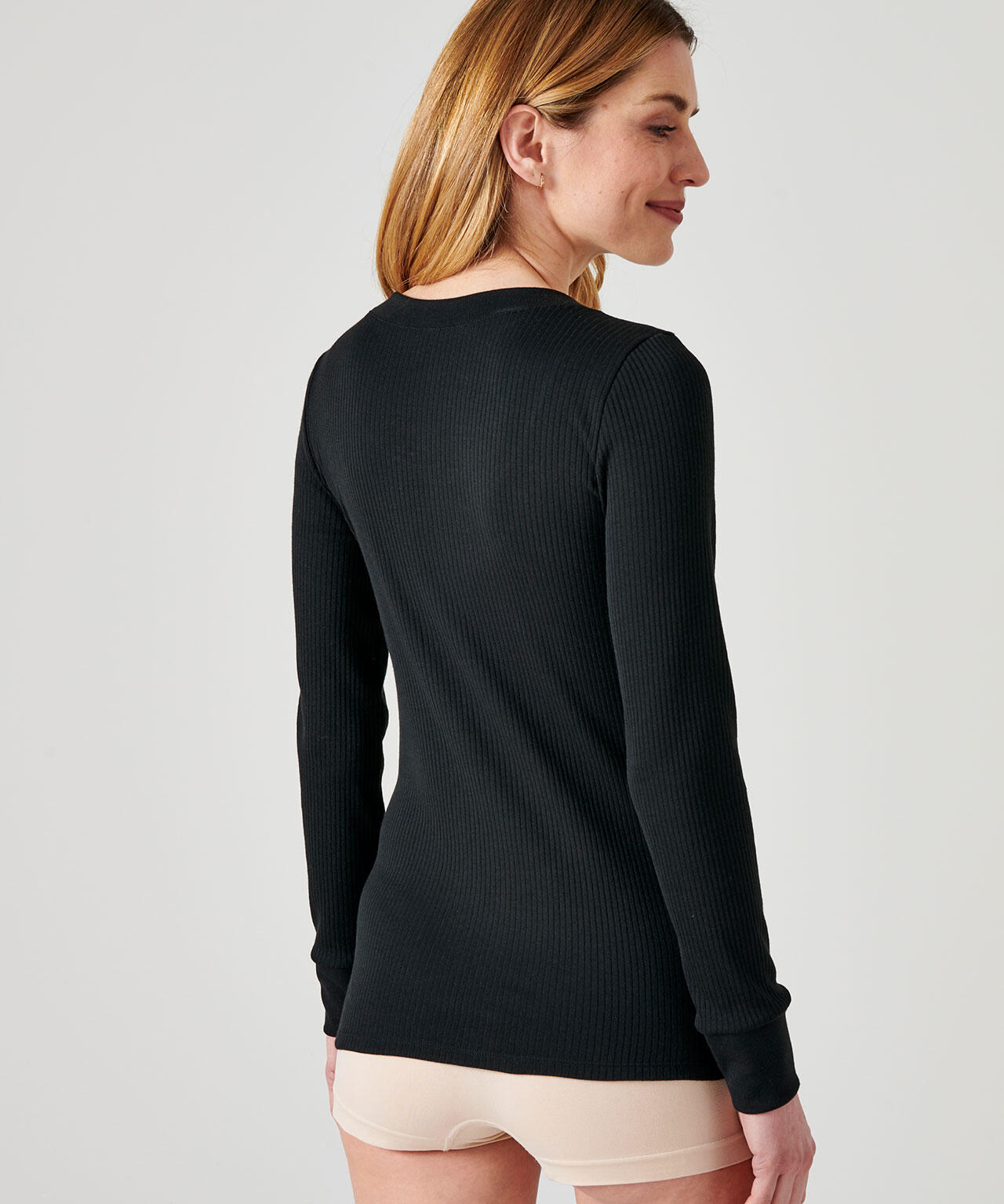 T-shirt thermique Thermolactyl côtes molletonnées, col dégagé 3/4