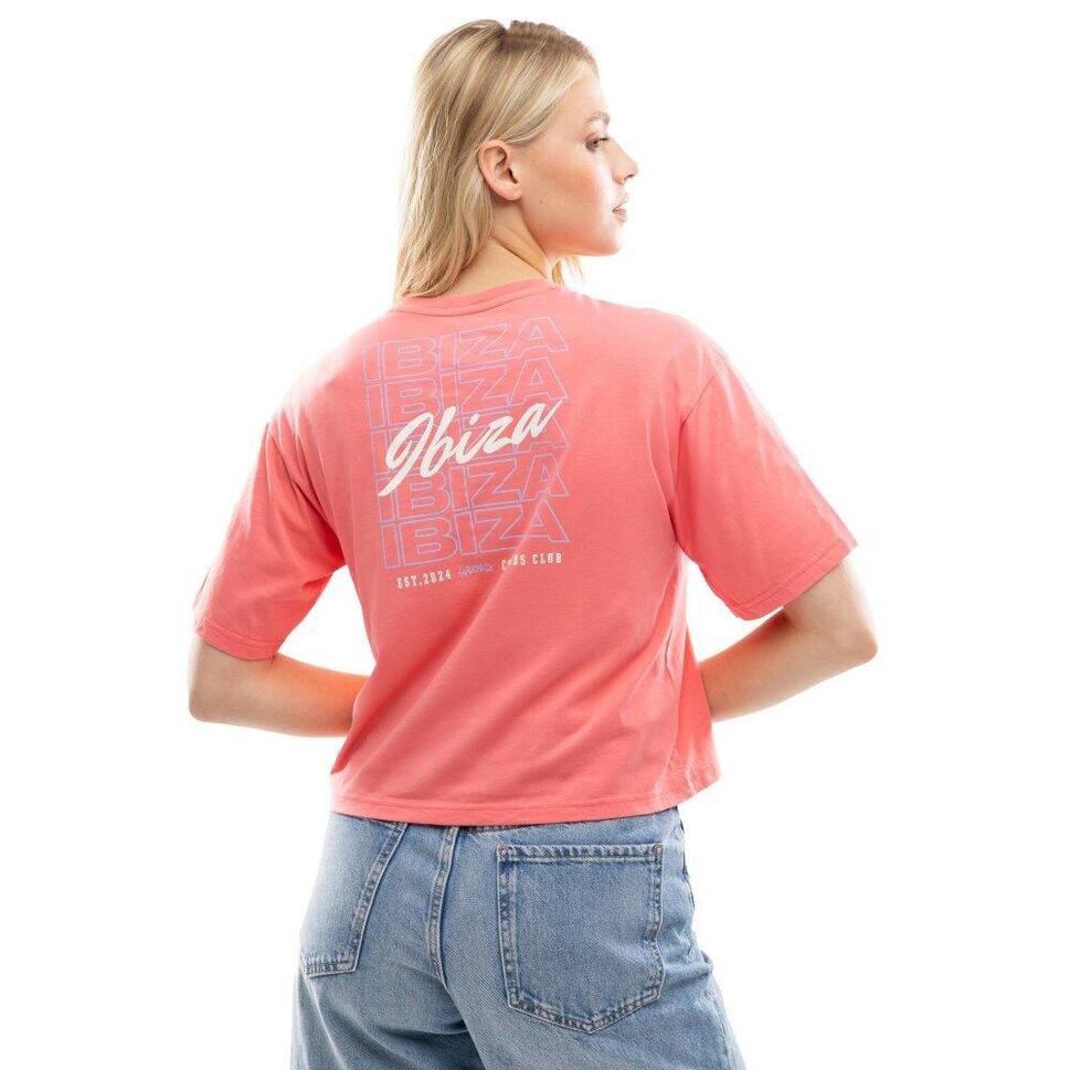 Damski luźny crop top Lifestyle Siroko IBZ Eivissa Coral