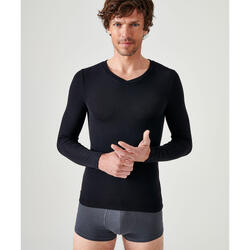 T-shirt col V manches longues fine côte Thermolactyl Sensitive