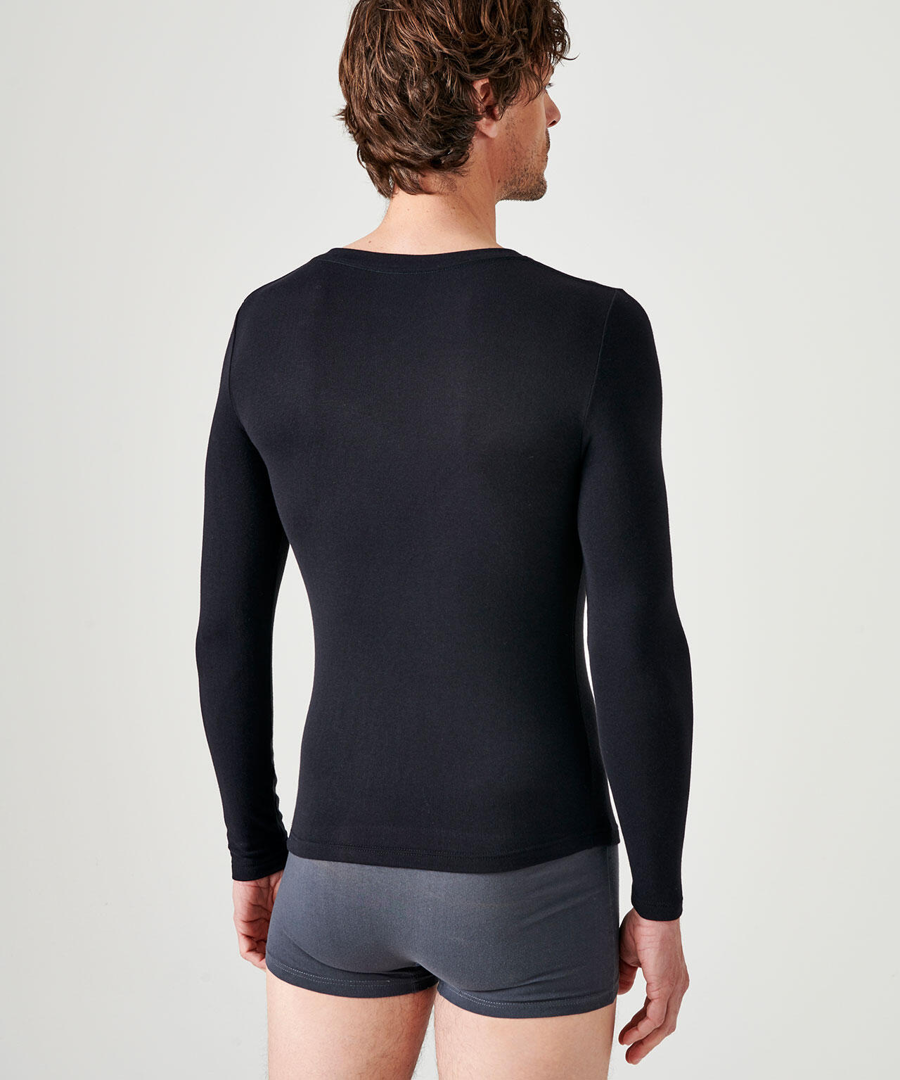 T-shirt col V manches longues fine côte thermique Thermolactyl Sensitive 3/4
