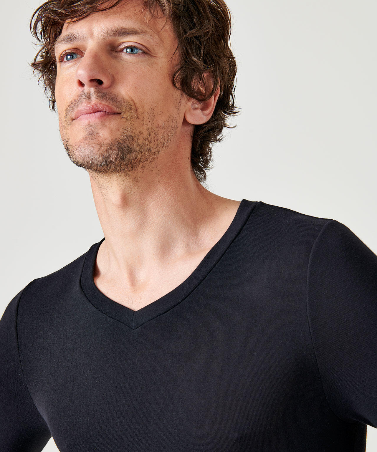 T-shirt col V manches longues fine côte thermique Thermolactyl Sensitive 2/4
