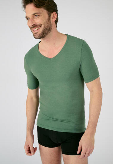 T-shirt manches courtes col V thermique Thermolactyl Sensitive - Vert