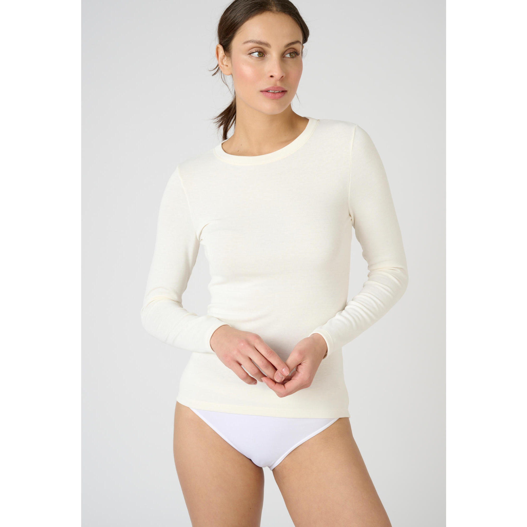 Damart - T-shirt Fine Côte Thermique Thermolactyl Sensitive, Col Rond - Sous Maillot Manche Longue - Blanc - Decathlon