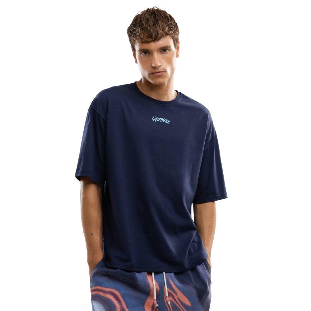 SIROKO Men Lifestyle 's loose fit t-shirt IBZ Ibi Blue Stone Blue