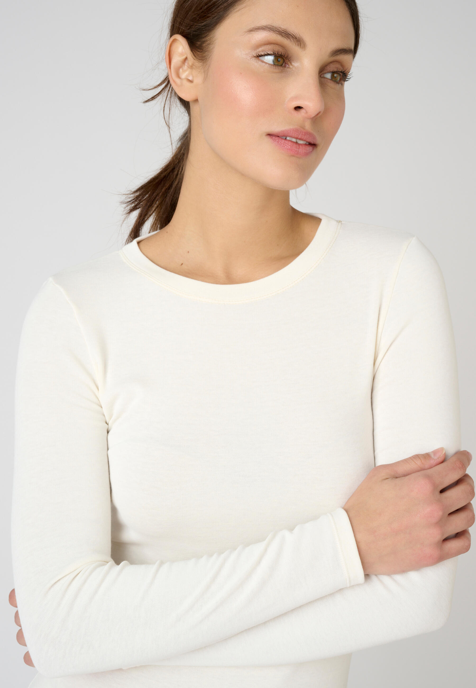 T-shirt fine côte thermique Thermolactyl Sensitive, col rond 4/5