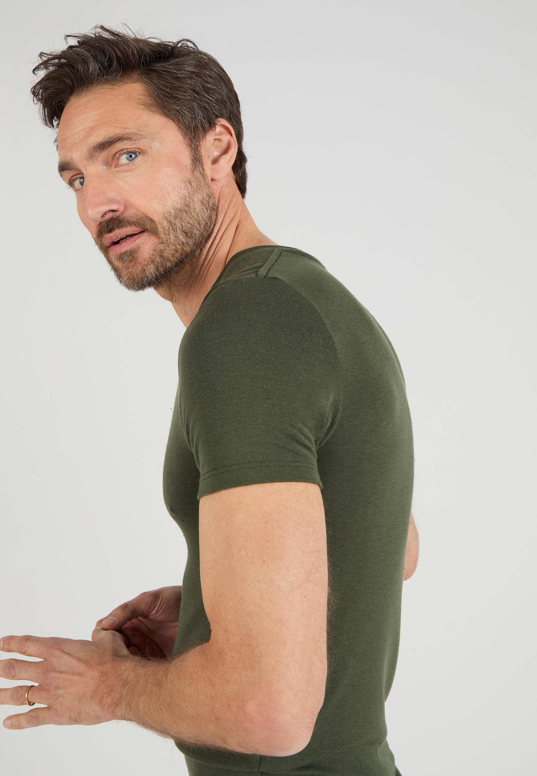 T-shirt col V manches courtes fine côte thermique Thermolactyl Sensitive 2/5