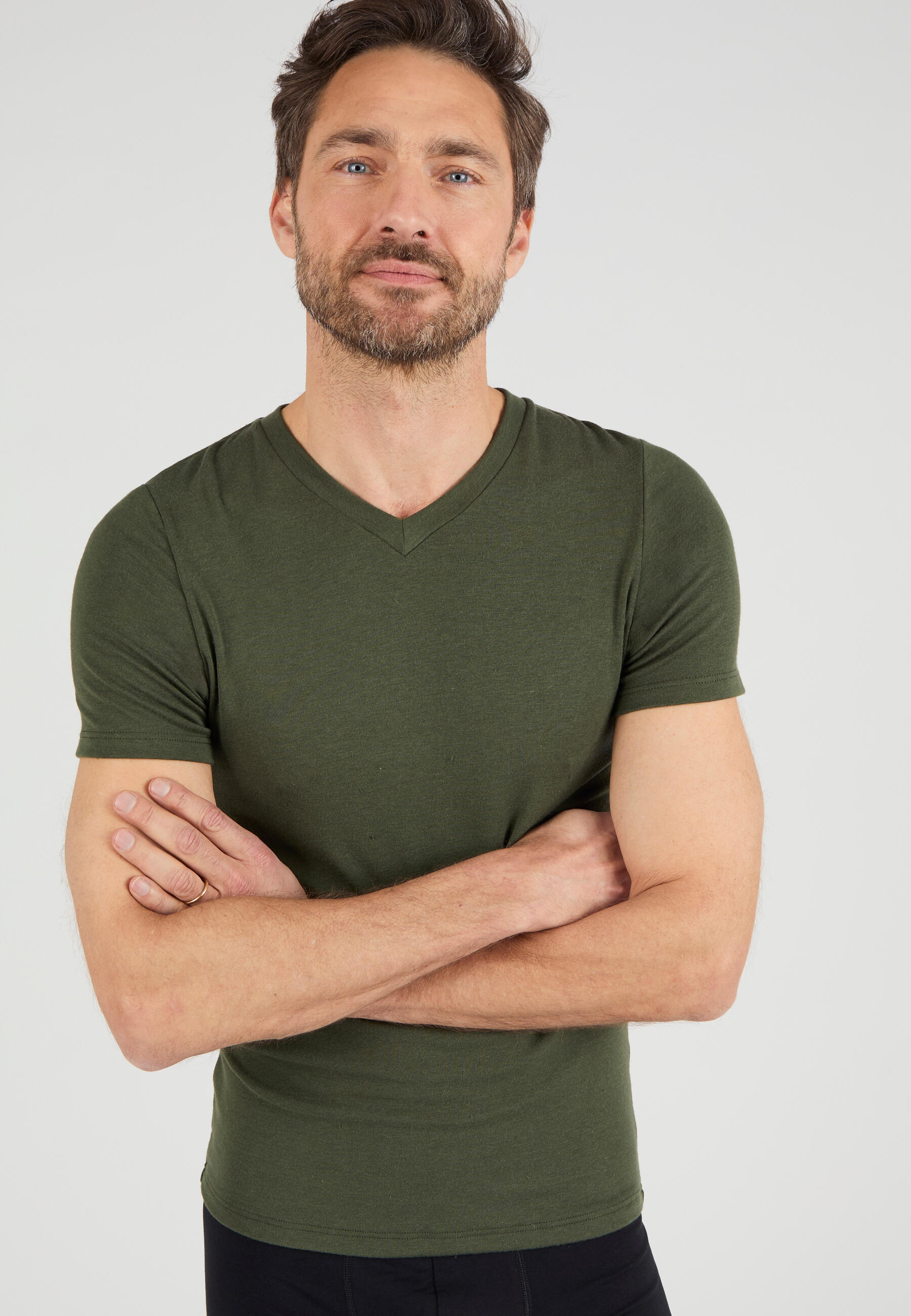 T-shirt col V manches courtes fine côte thermique Thermolactyl Sensitive 4/5