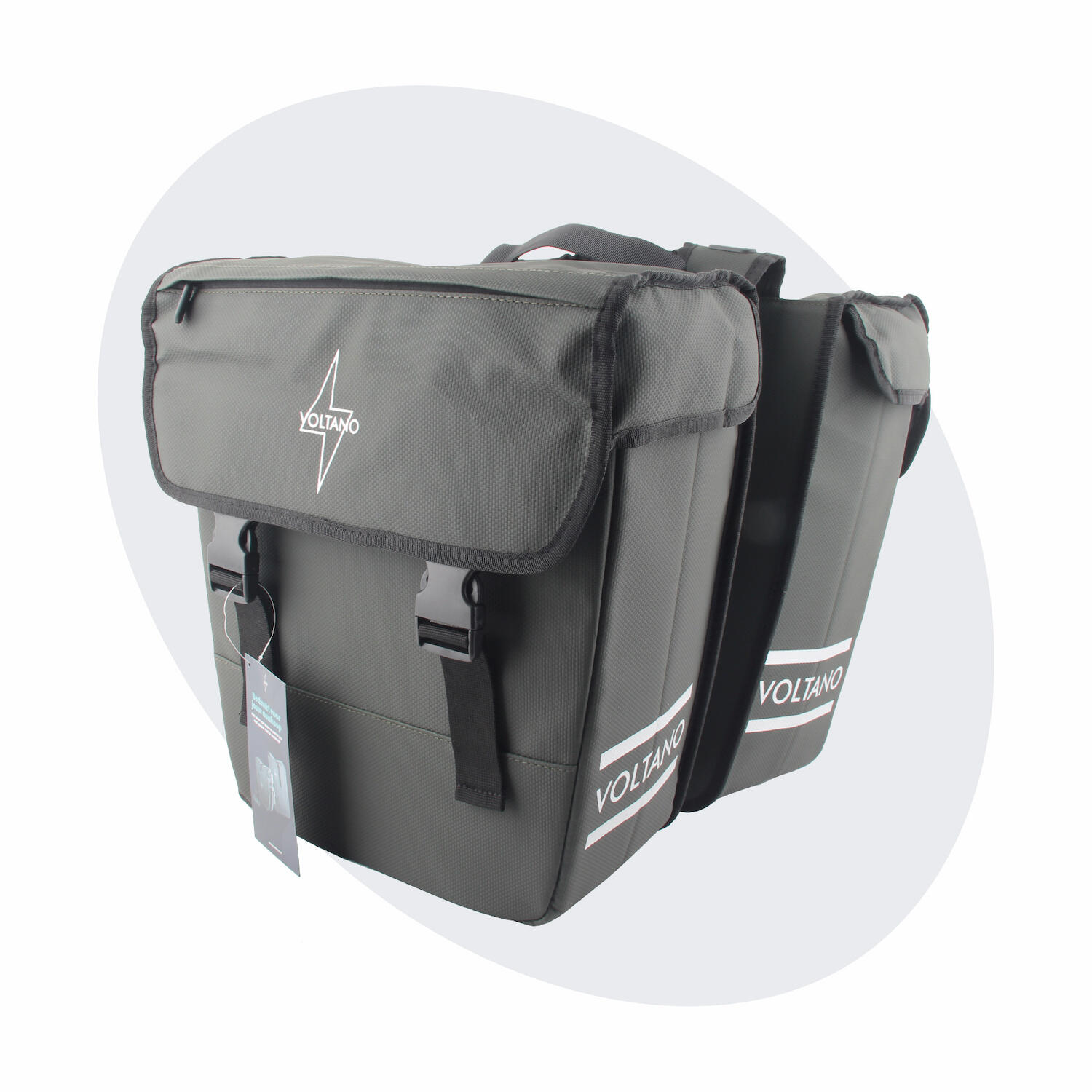 Voltano Dubbele Fietstas 40L Afgeschuind - Intense Green - Waterdicht 1/7