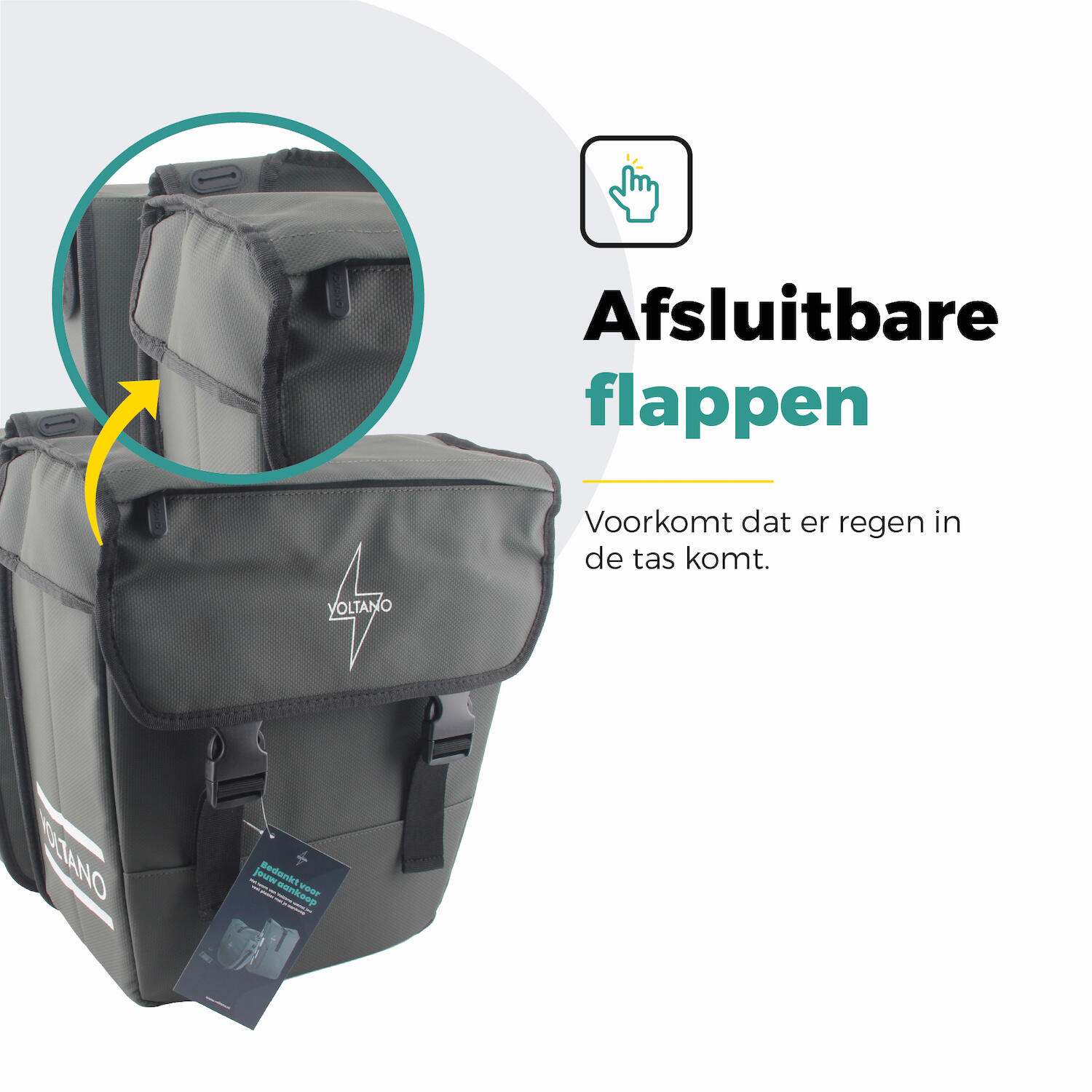 Voltano Dubbele Fietstas 40L Afgeschuind - Intense Green - Waterdicht 7/7
