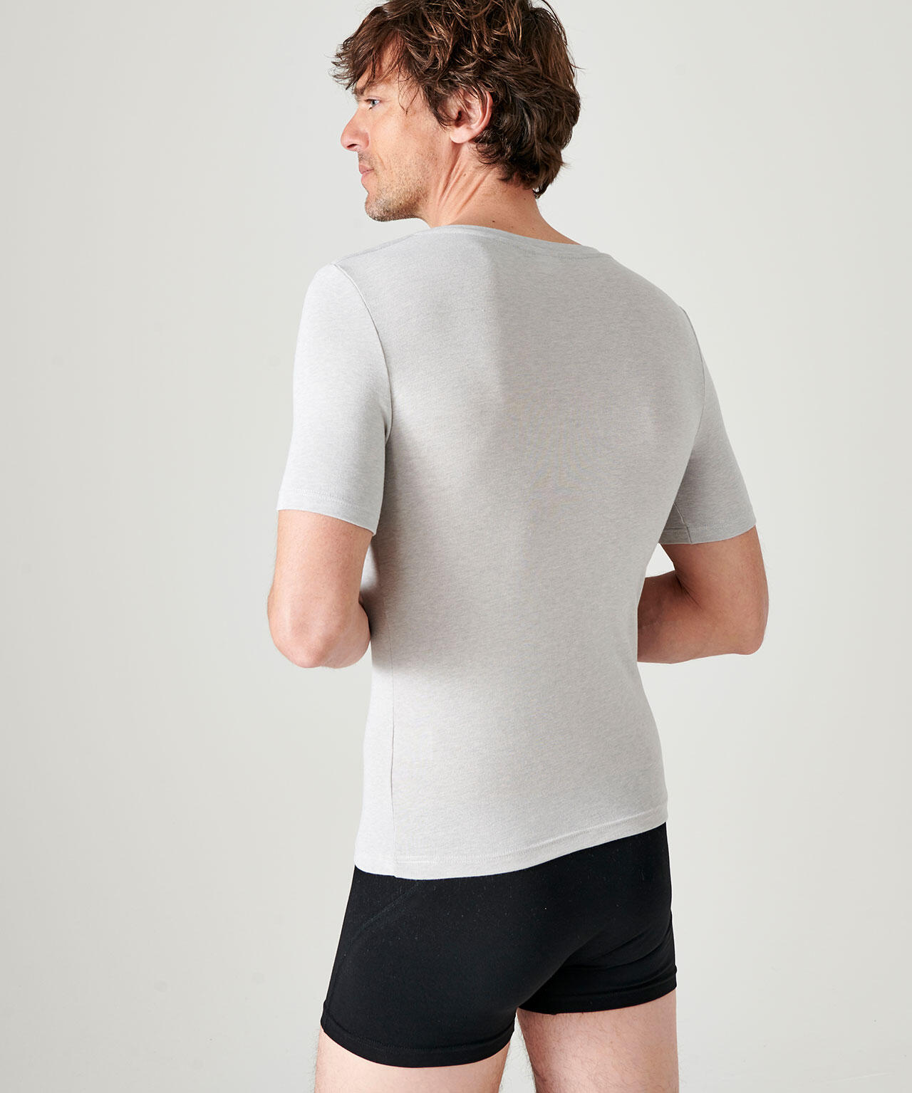 T-shirt manches courtes col V thermique Thermolactyl Sensitive - Gris 3/4