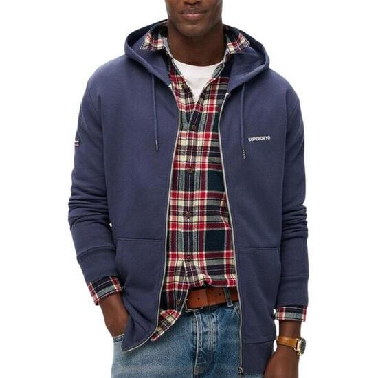 Sweat Zippé Bleu Homme Superdry Plain Hood