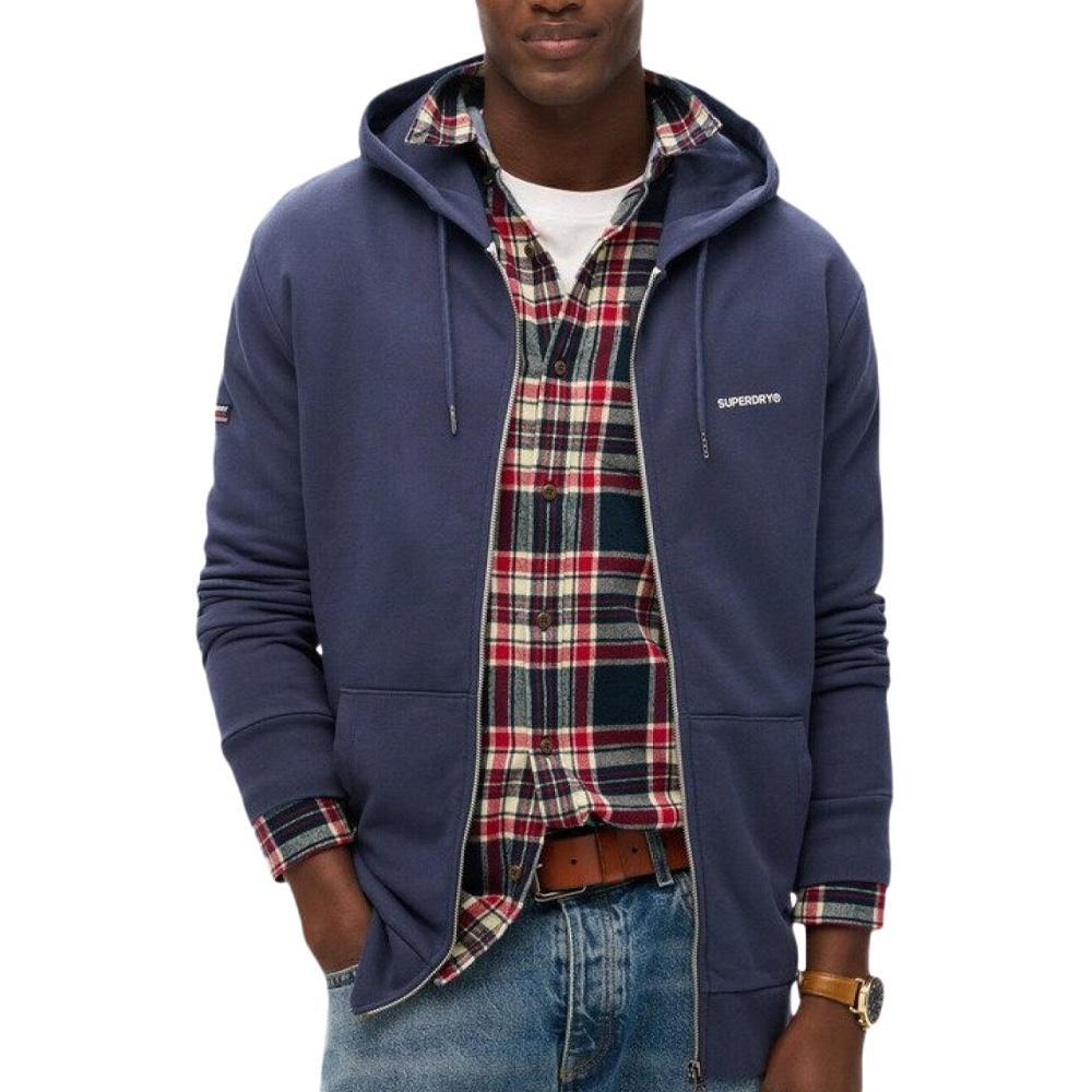 Superdry - Sweat Zippé Bleu Homme Superdry Plain Hood - Sweat-shirt - Bleu - Decathlon