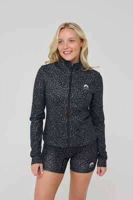Dames fitness zip-jas crop infinite black leopard