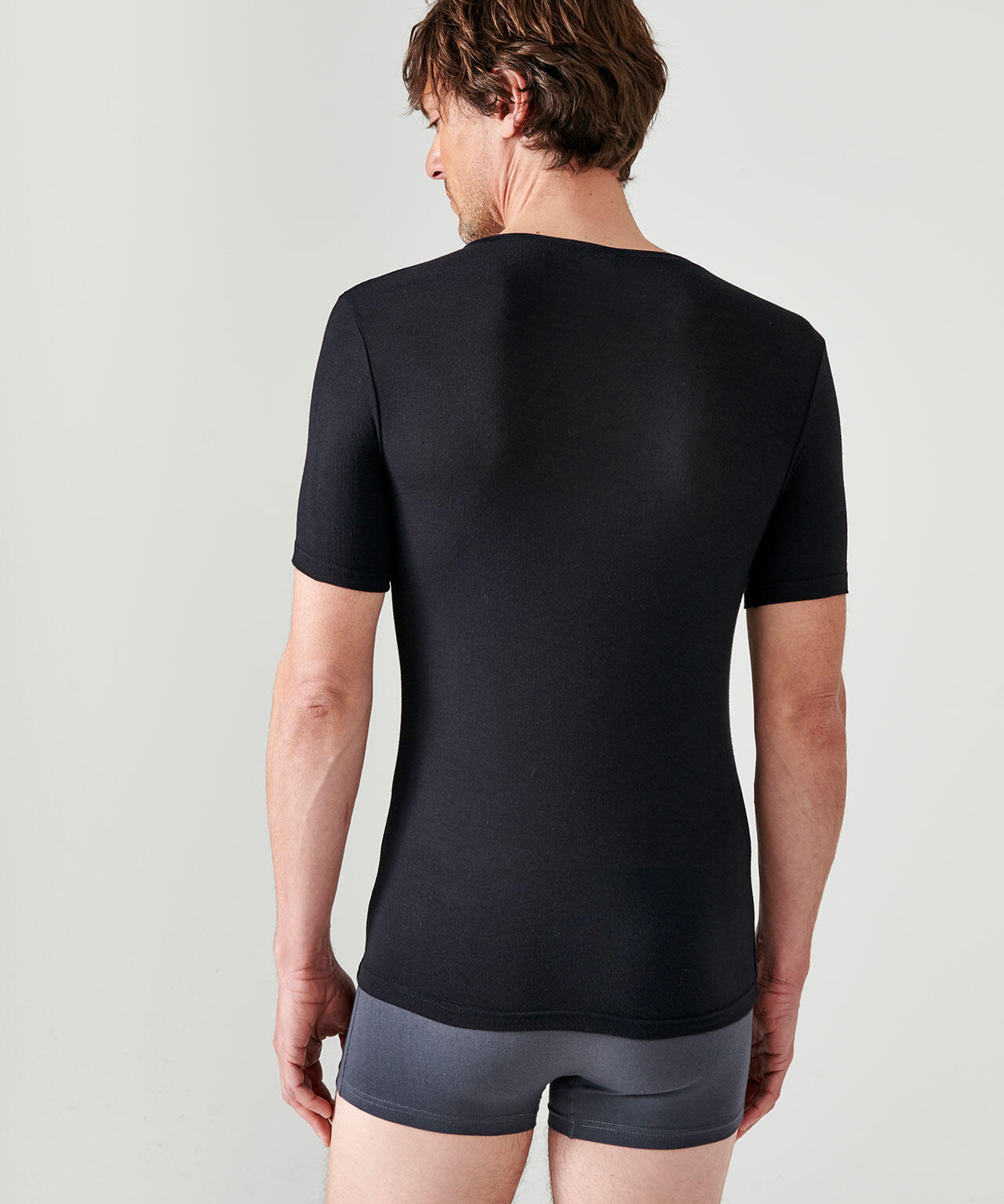T-shirt manches courtes col V thermique Thermolactyl Sensitive - Noir 3/4
