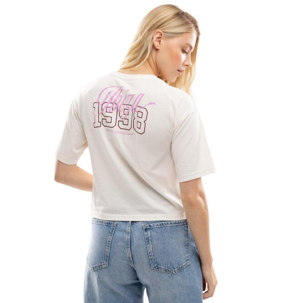 Damski luźny crop top Lifestyle Siroko IBZ Eivissa Ivory