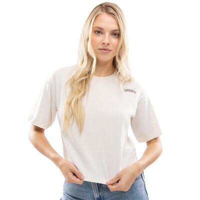 Dames lifestyle crop top met losse pasvorm ibz eivissa ivory beige
