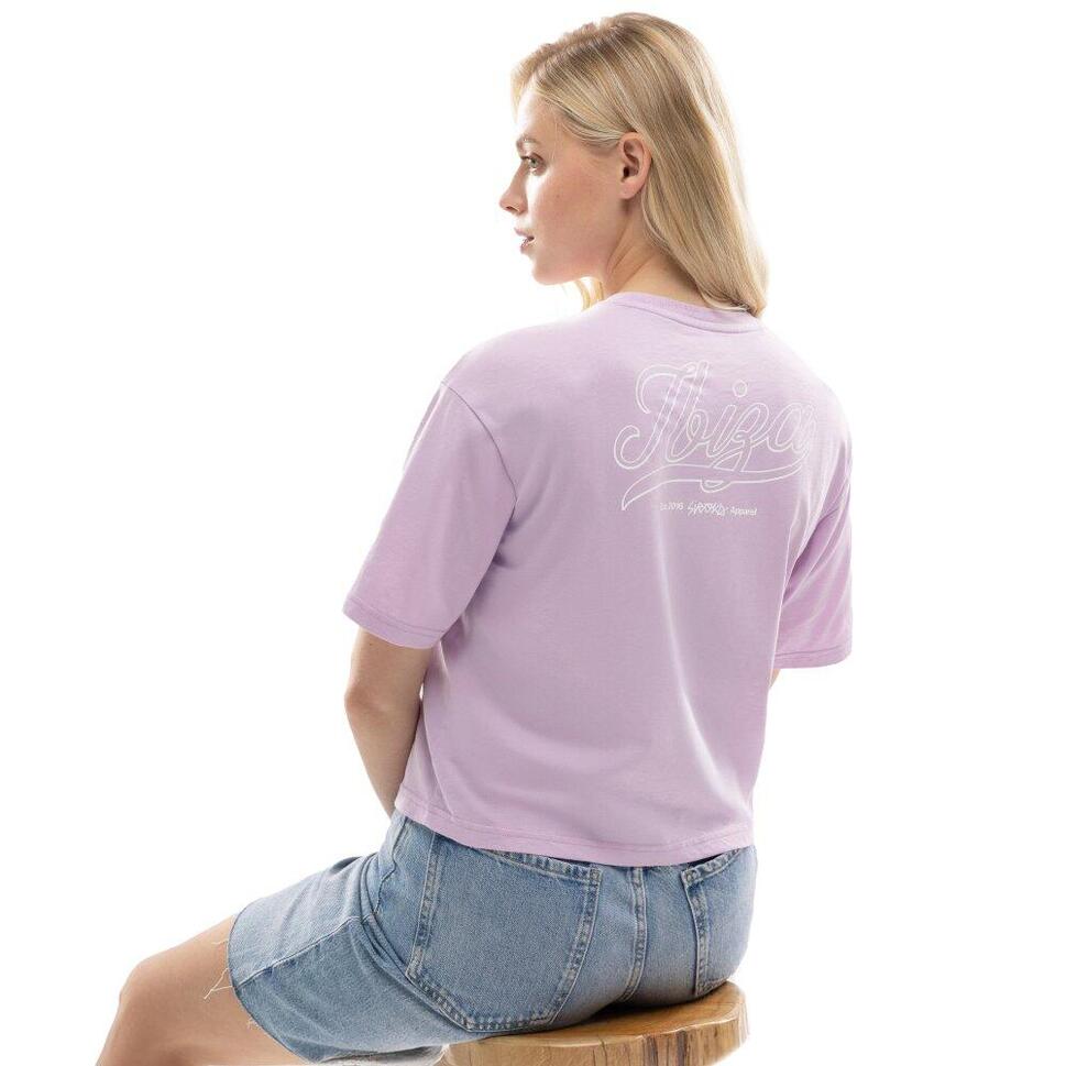 Damski luźny crop top Lifestyle Siroko IBZ Eivissa Lilac