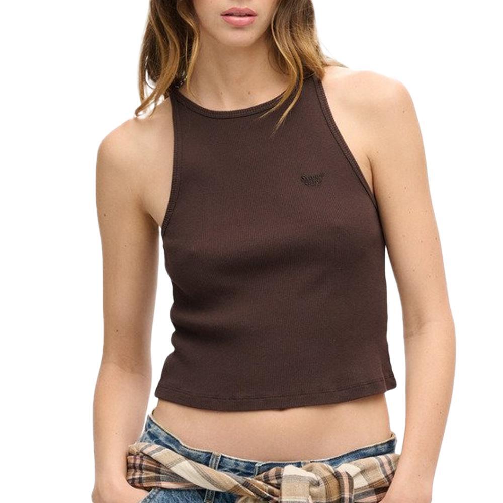 Superdry - Débardeur Marron Femme Superdry Essential Racer Vest - Sous Pull - Marron - Decathlon