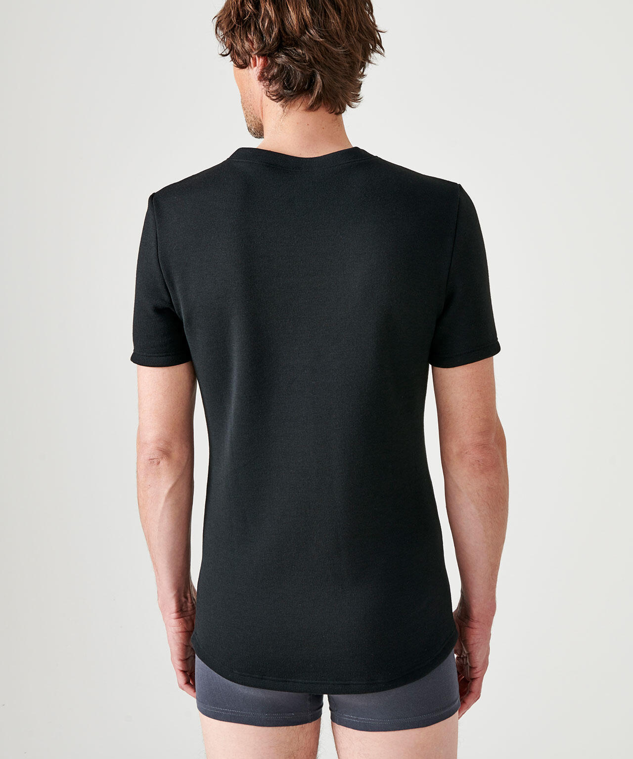 T-shirt thermique Thermolactyl manches courtes, molleton gratté - Noir 3/4
