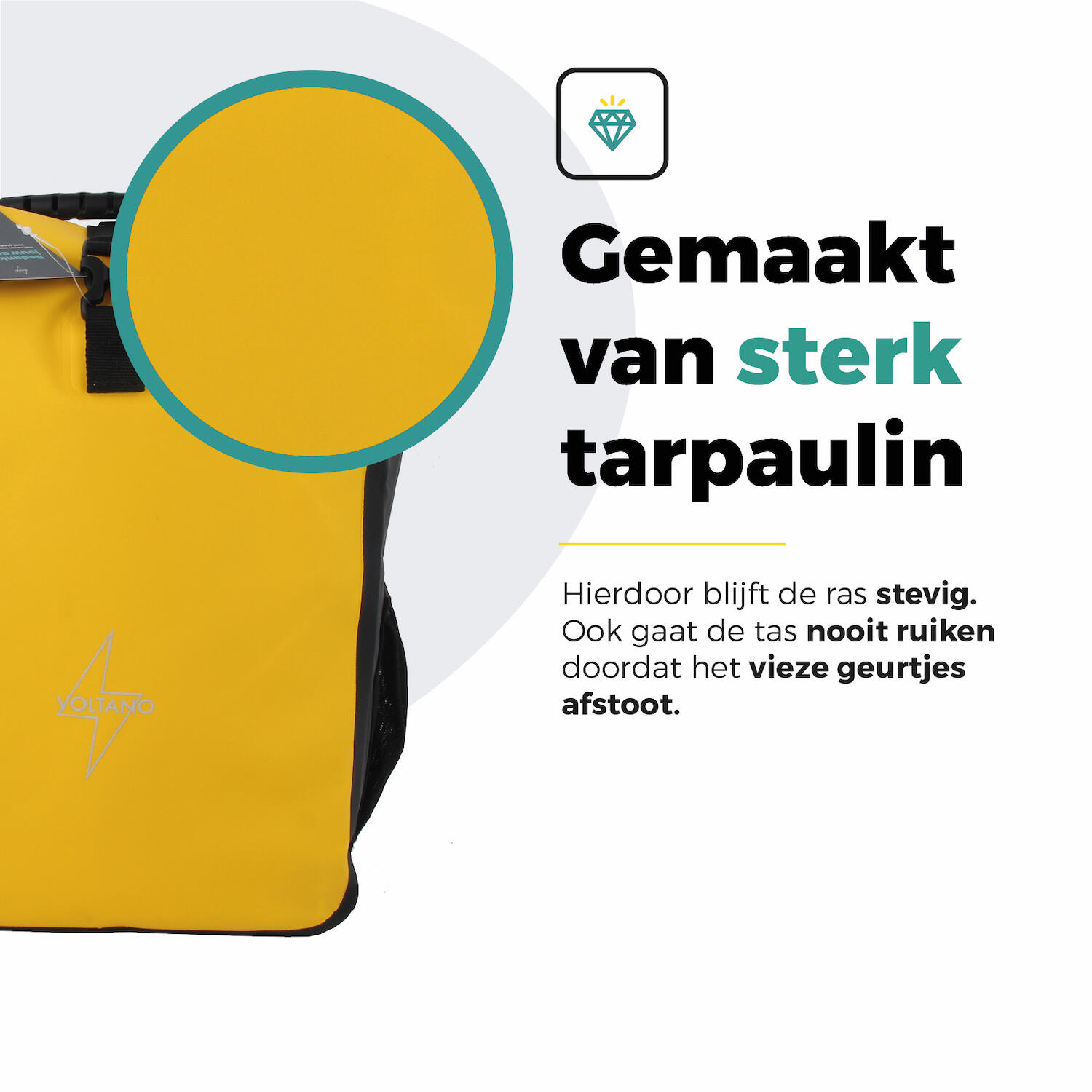 Voltano Fietstas 16L - Geel / Zwart - Enkele Pakaftas - 100% Waterdicht 3/7