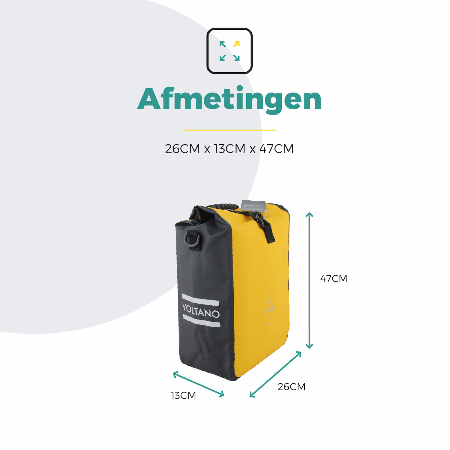 Voltano Fietstas 16L - Geel / Zwart - Enkele Pakaftas - 100% Waterdicht 6/7