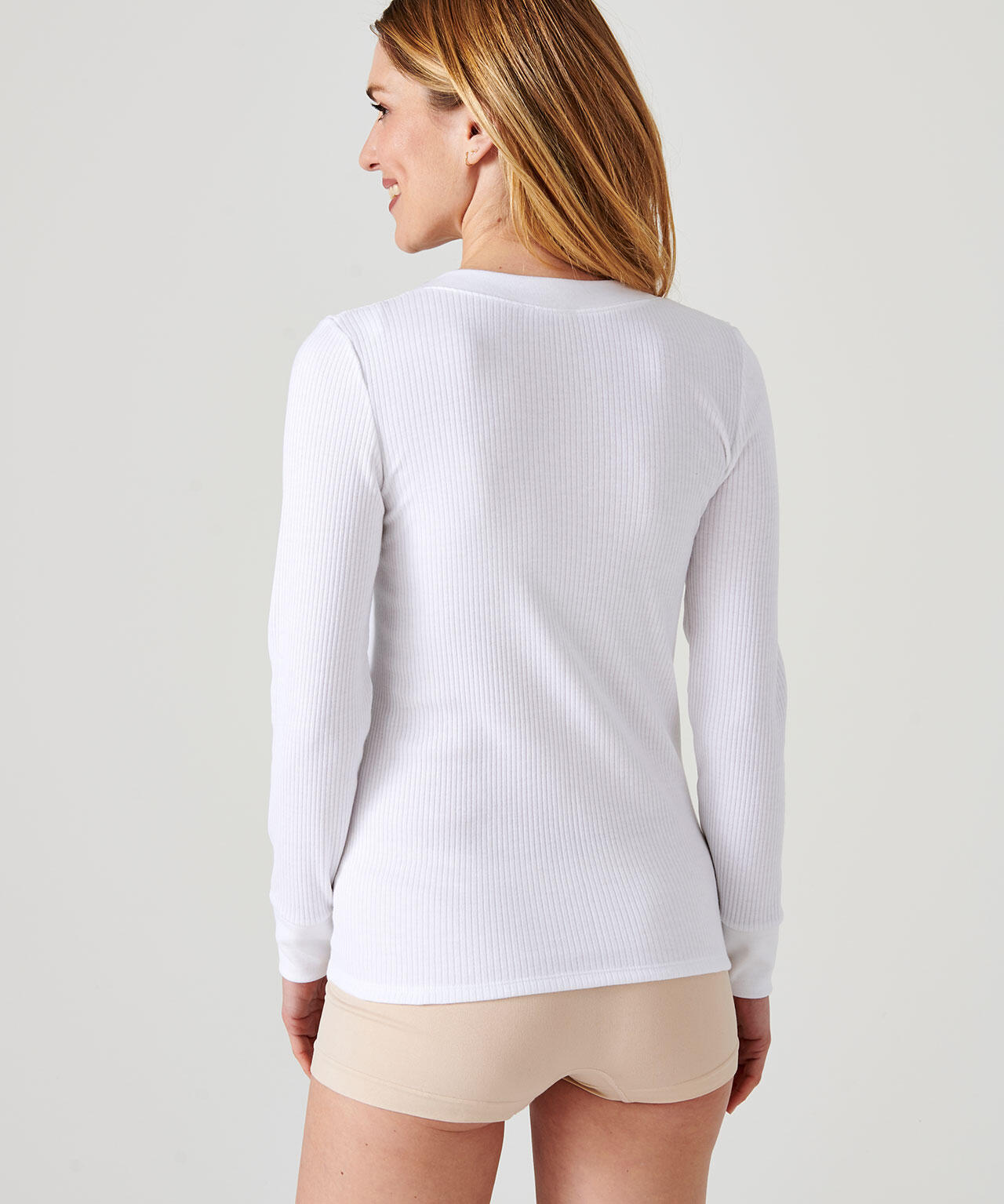 T-shirt thermique Thermolactyl côtes molletonnées, col dégagé 3/4