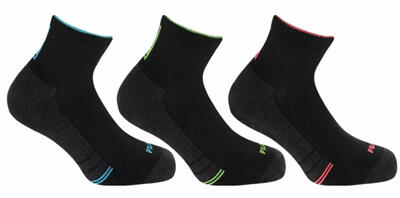 Fila 3-pack quarter sokken zwart 39-42