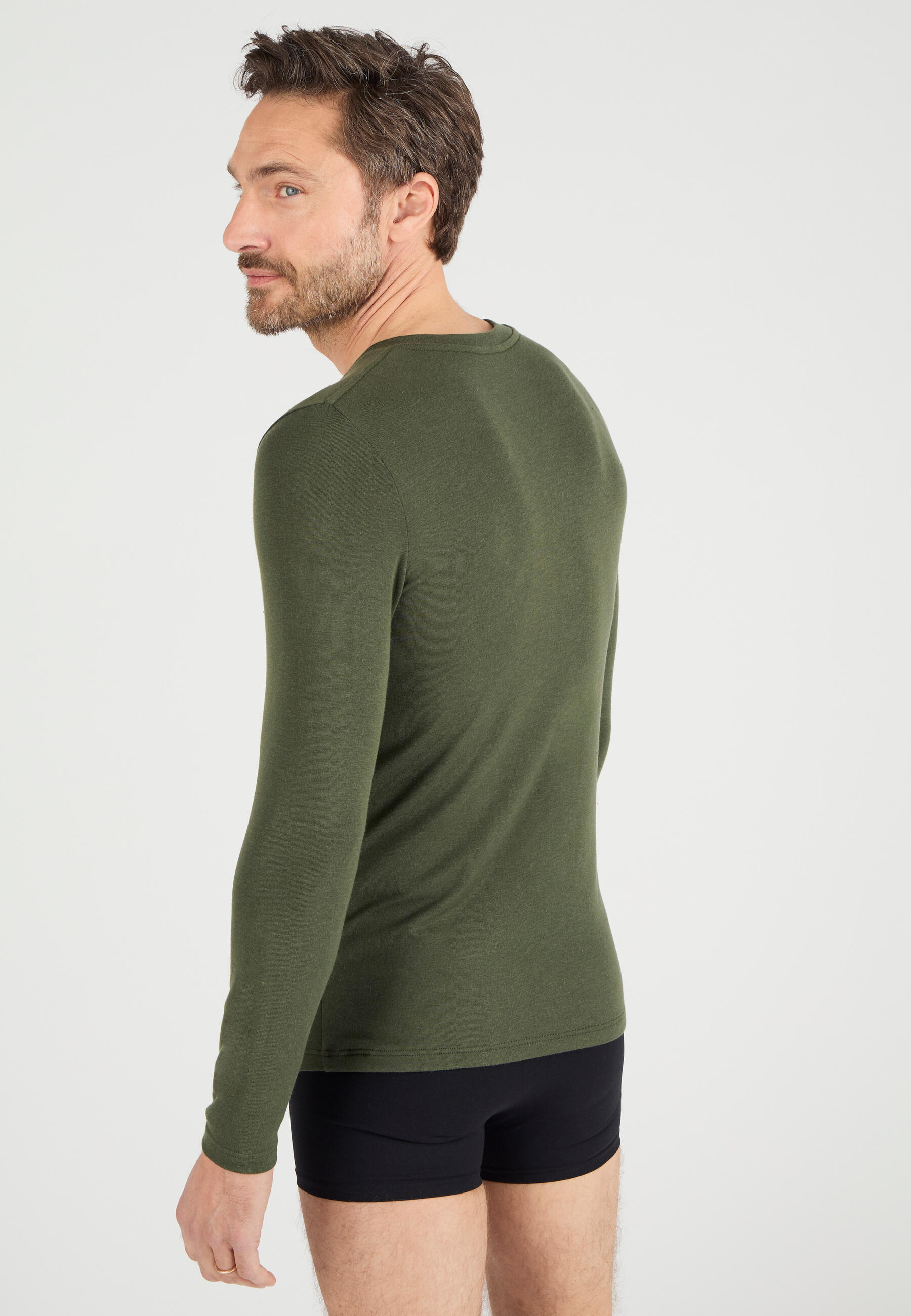 T-shirt col V manches longues fine côte thermique Thermolactyl Sensitive 3/5