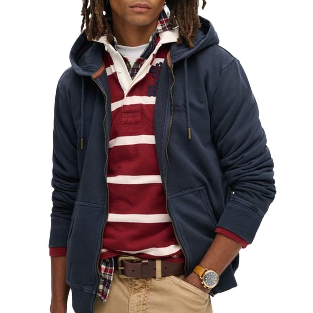 Men's Superdry Plain Zip Hoodie - Navy