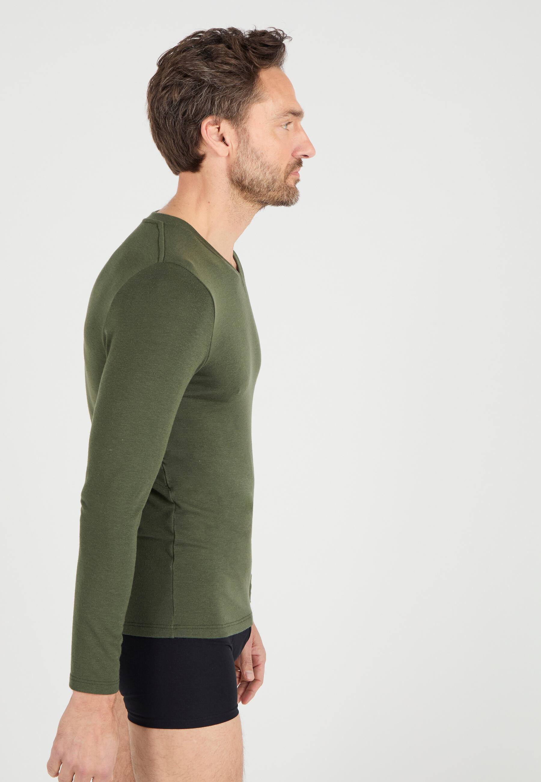 T-shirt col V manches longues fine côte thermique Thermolactyl Sensitive 4/5