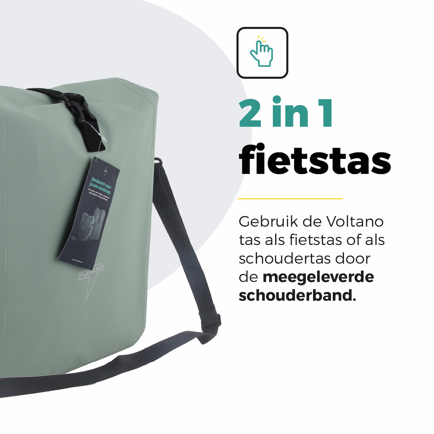 Voltano Fietstas 16L - Mint Groen - Enkele Pakaftas - 100% Waterdicht 7/7