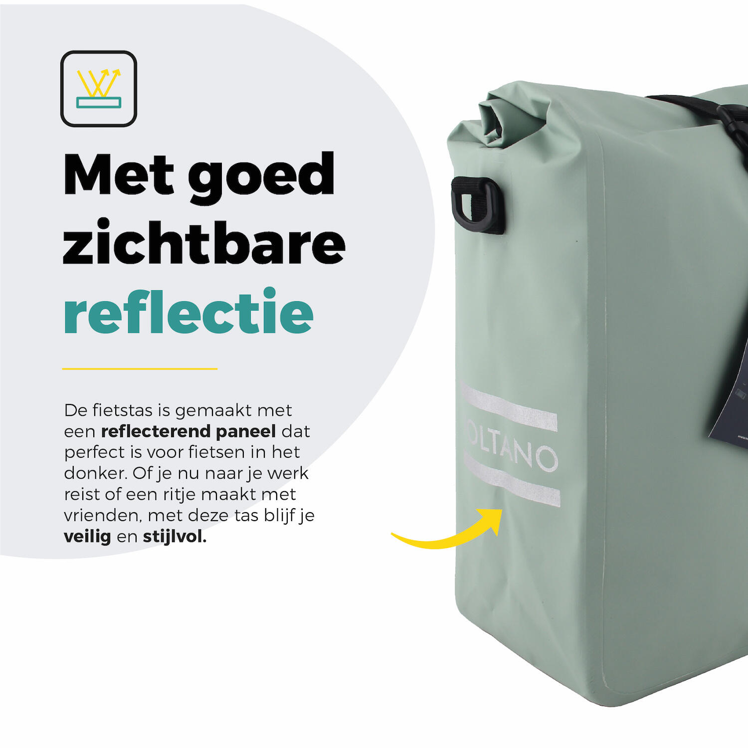 Voltano Fietstas 16L - Mint Groen - Enkele Pakaftas - 100% Waterdicht 2/7