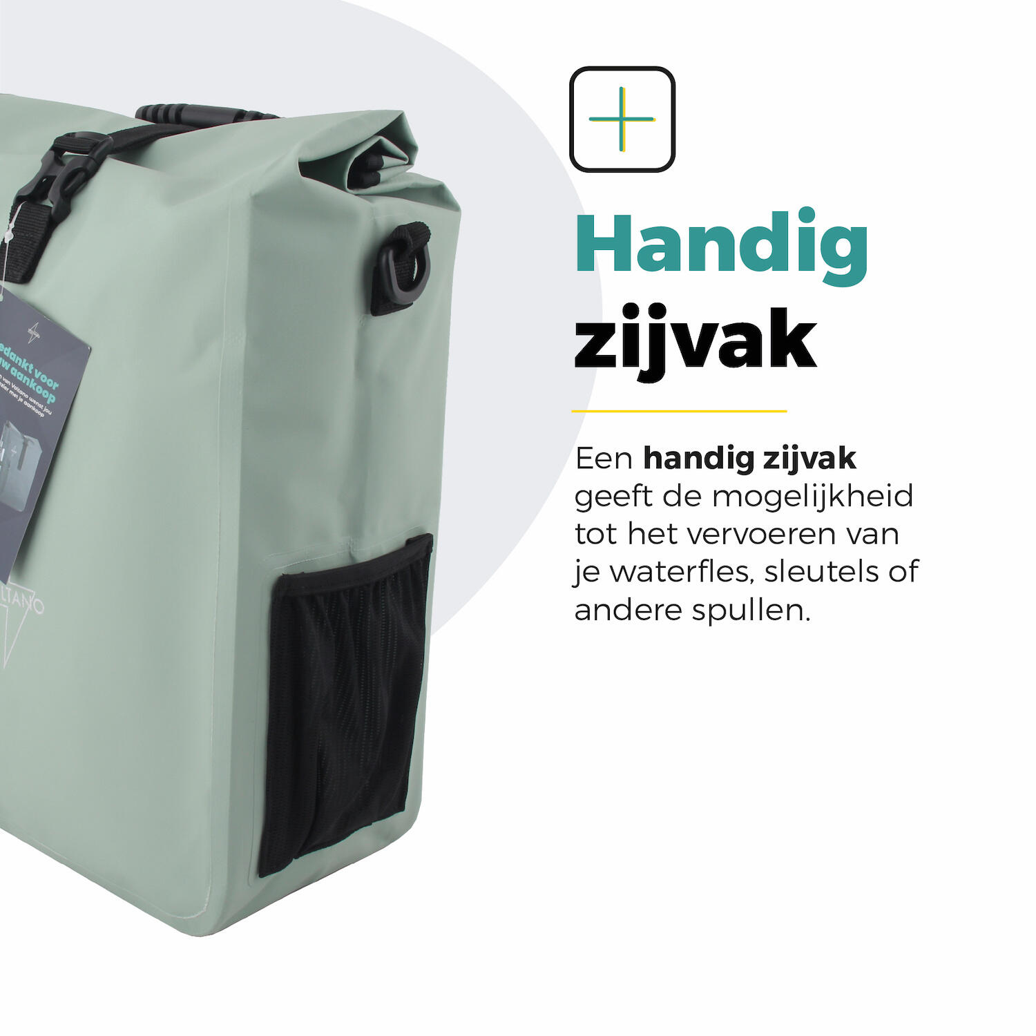 Voltano Fietstas 16L - Mint Groen - Enkele Pakaftas - 100% Waterdicht 6/7