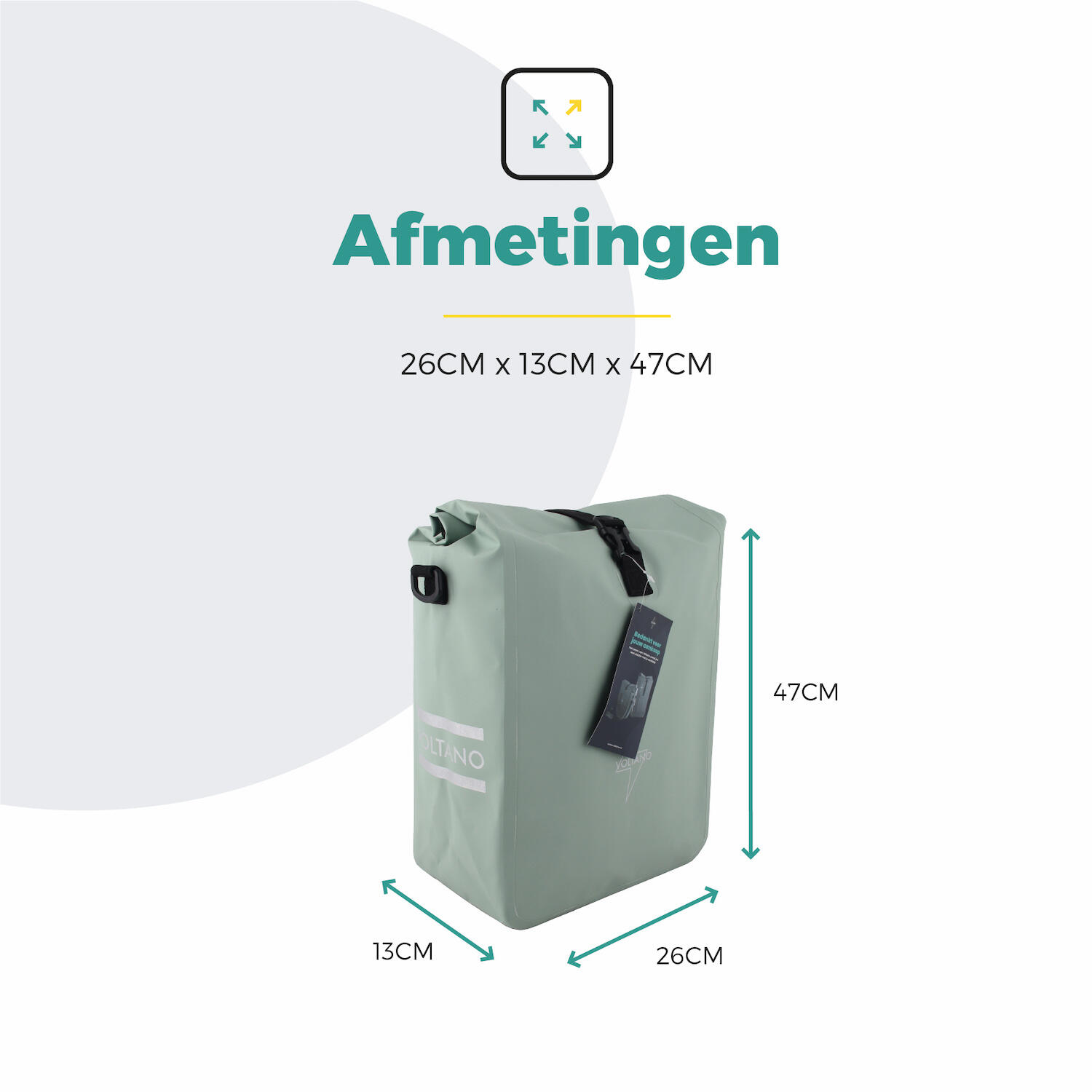 Voltano Fietstas 16L - Mint Groen - Enkele Pakaftas - 100% Waterdicht 4/7