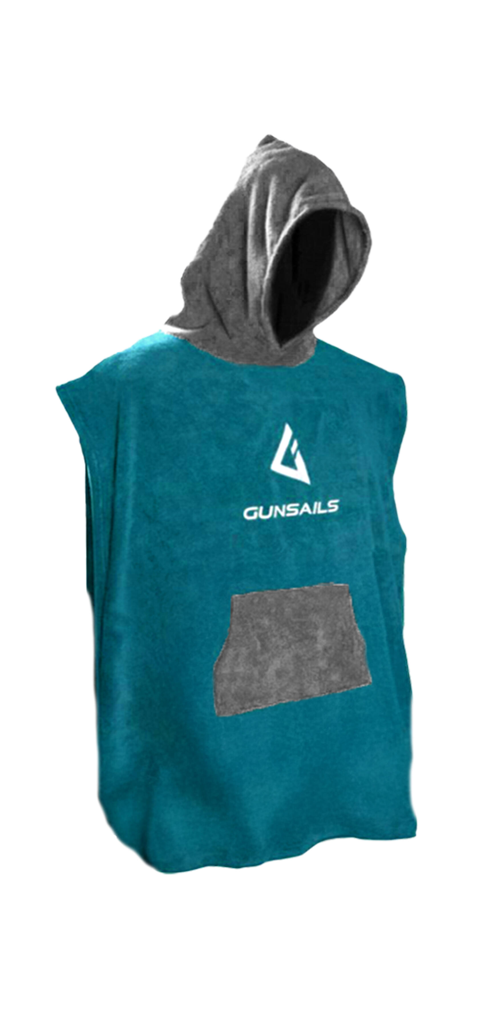 Poncho da surf per bambini blu con cappuccio e tasca a canguro