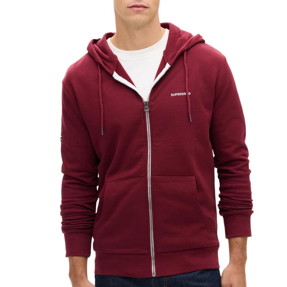 Superdry - Sweat Zippé Bordeaux Homme Superdry Plain Hood - Sweat-shirt - Marron|rouge - Decathlon