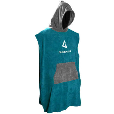 Surf Poncho für Kinder petrol mit Kapuze und Känguru Tasche