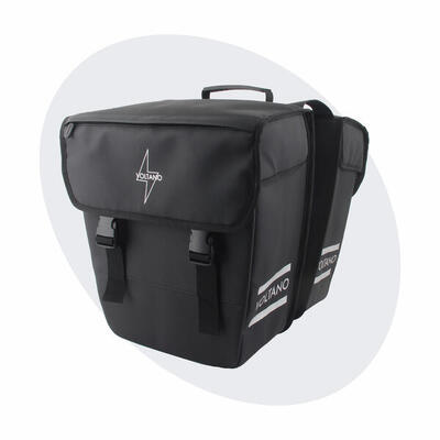 Voltano dubbele fietstas 40l afgeschuind - zwart - waterdicht