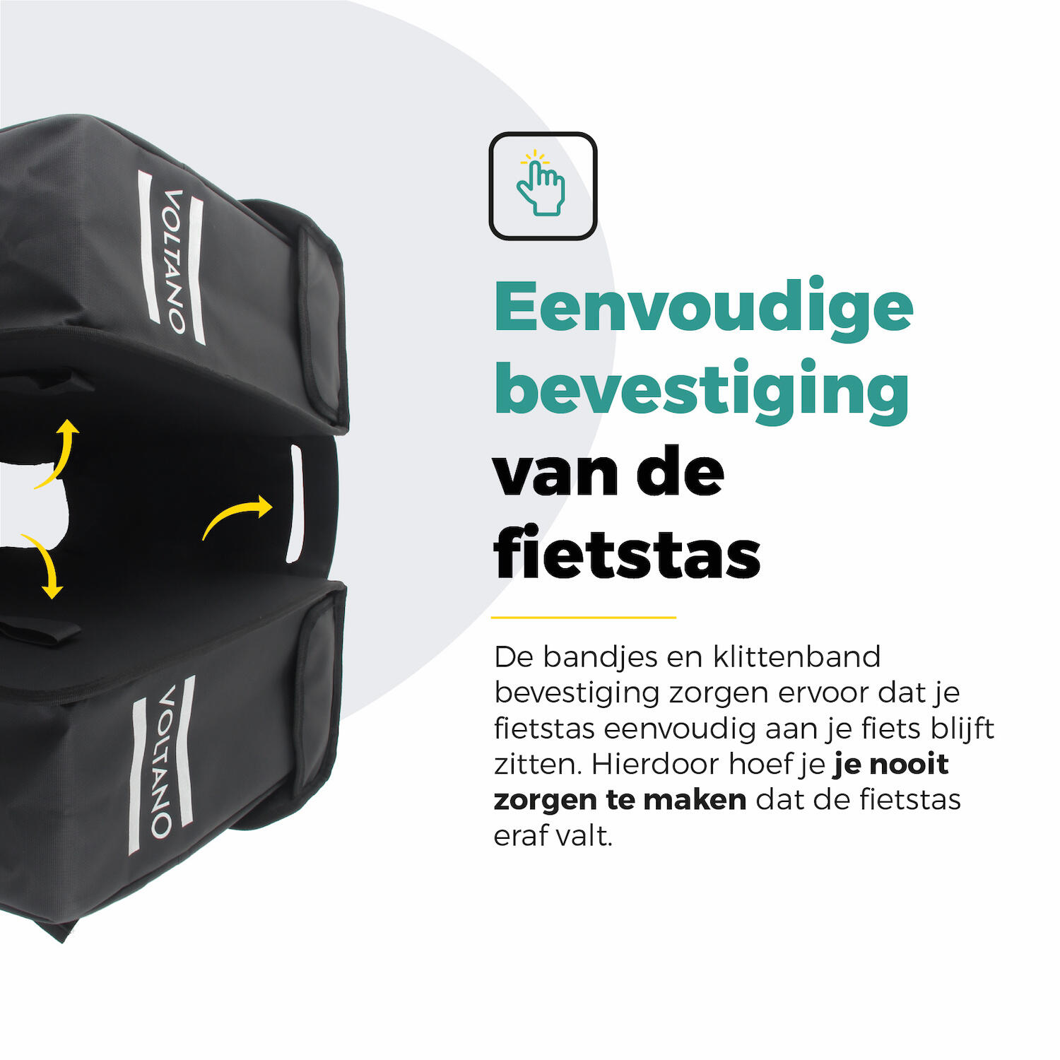 Voltano Dubbele Fietstas 40L Afgeschuind - Zwart - Waterdicht 3/7