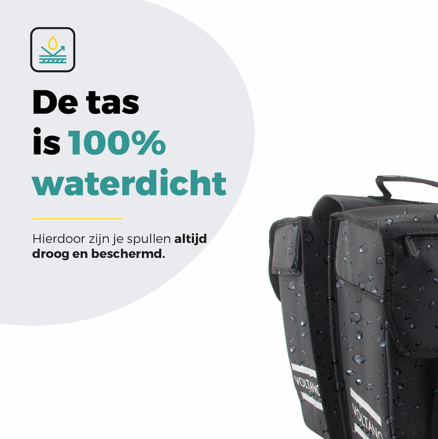 Voltano Dubbele Fietstas 40L Afgeschuind - Zwart - Waterdicht 7/7