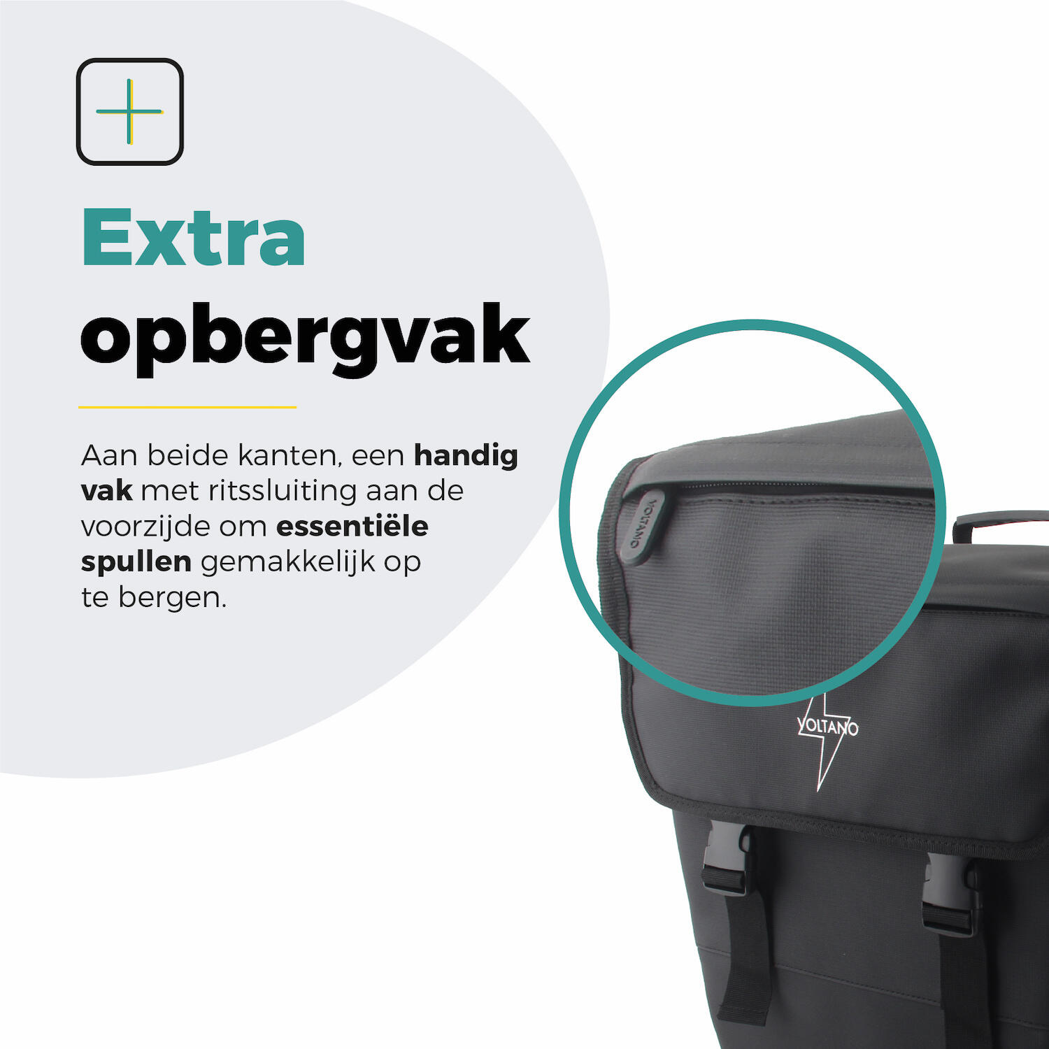 Voltano Dubbele Fietstas 40L Afgeschuind - Zwart - Waterdicht 2/7