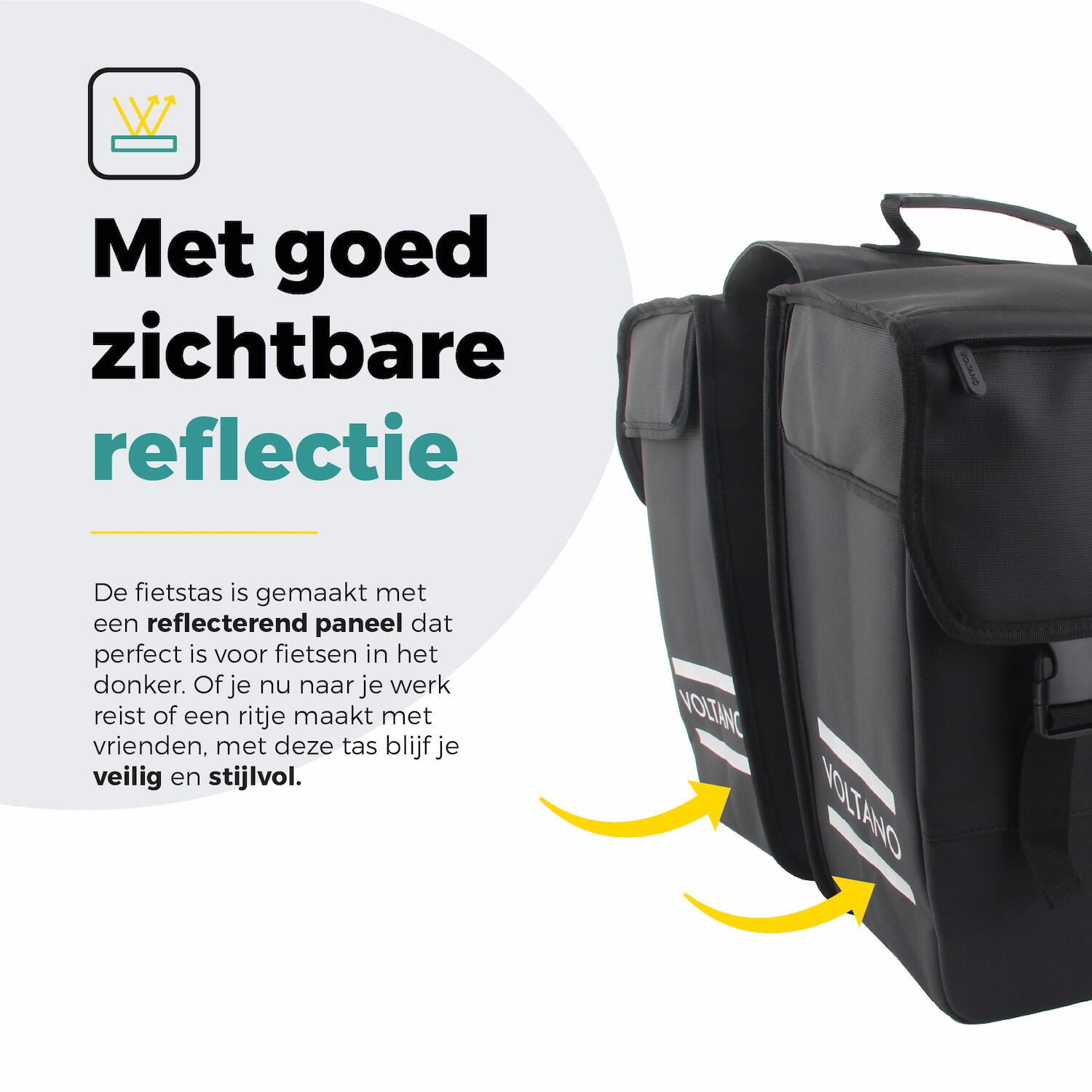 Voltano Dubbele Fietstas 40L Afgeschuind - Zwart - Waterdicht 5/7