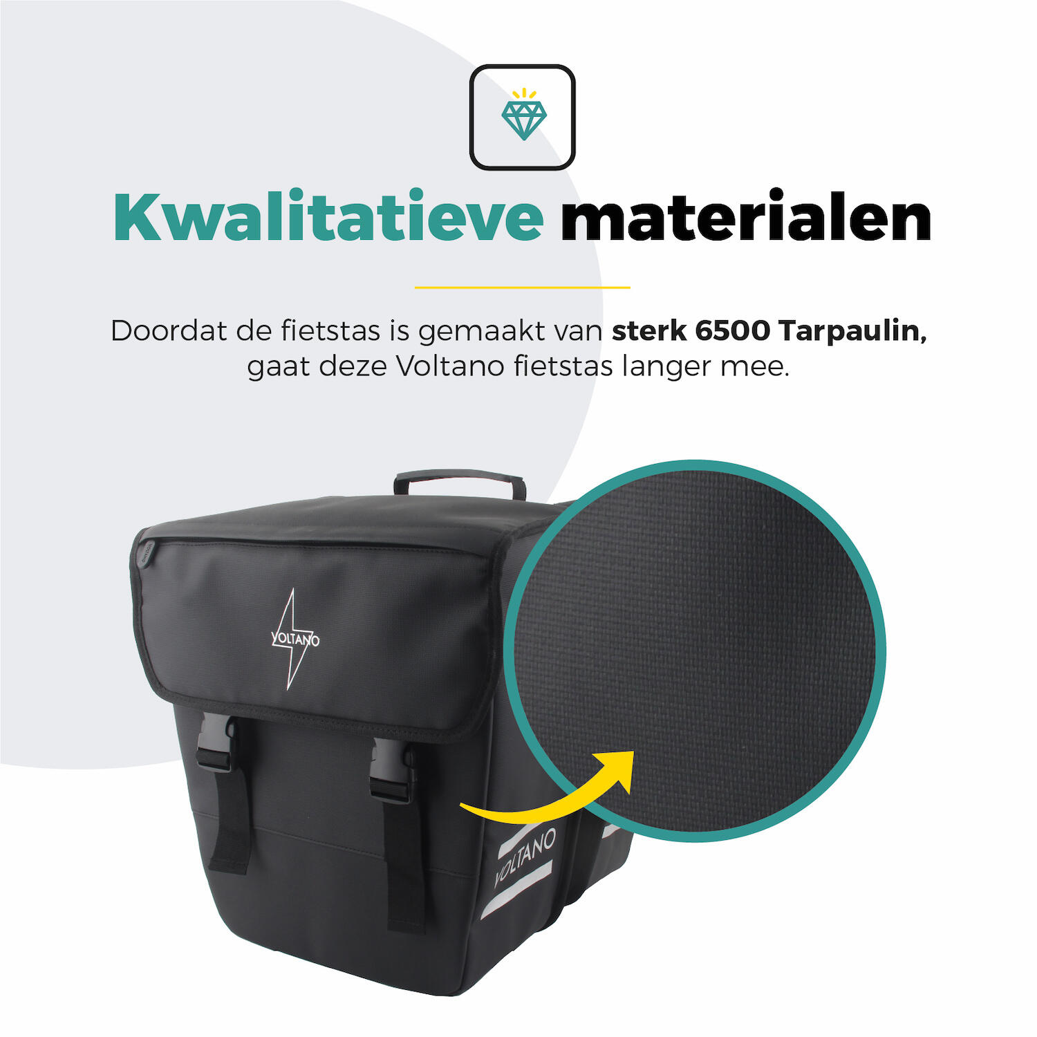 Voltano Dubbele Fietstas 40L Afgeschuind - Zwart - Waterdicht 4/7