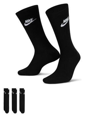 NIKE Unissexo Nike Sportswear Everyday Essential Crew Preto Meias (x3)