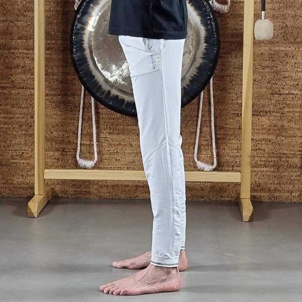 Pantalon de Yoga Homme Slim Fit - Vêtement yoga homme coton prémium Blanc 3/5