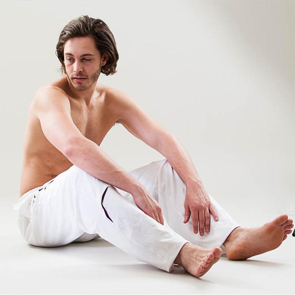 Pantalon yoga homme confort yogi blanc - Vêtement yoga homme ample et ultra doux 4/7