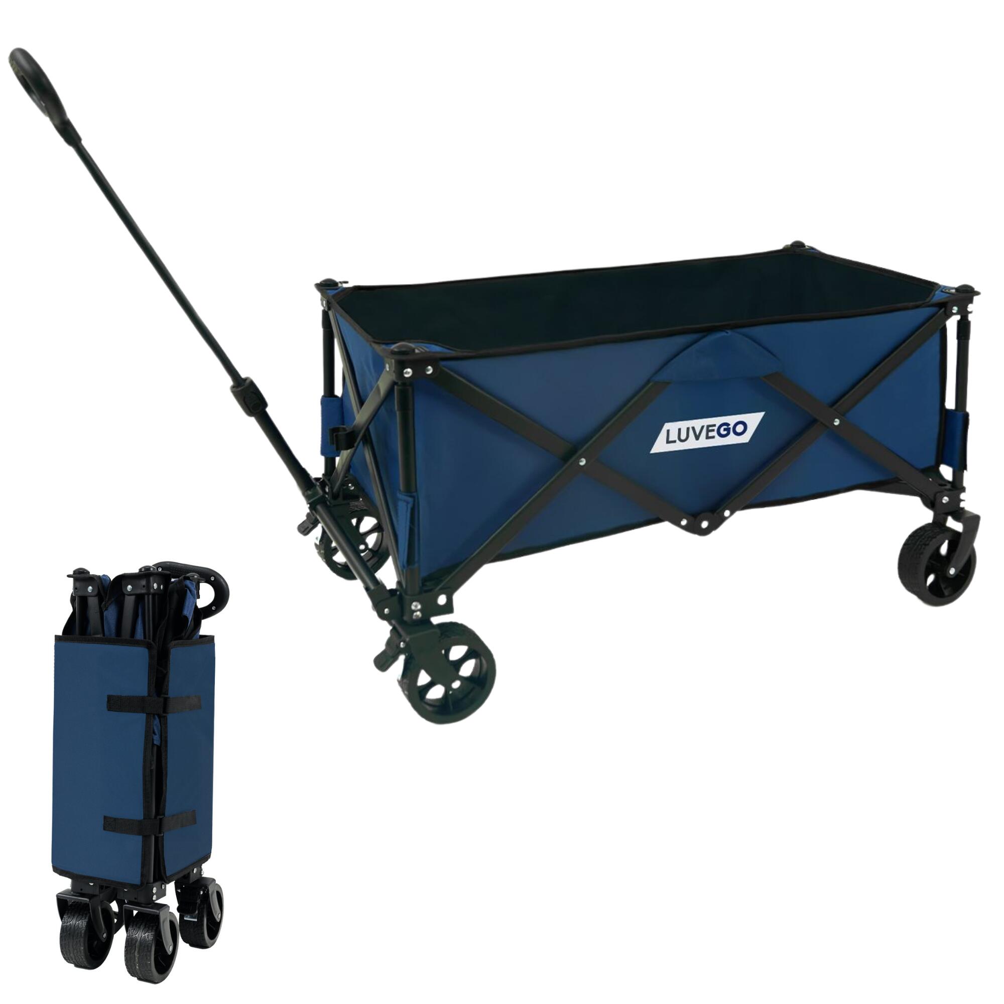 LUVEGO Carrinho Dobrável - Para Equipamento de Campismo 100KG - Azul Escuro