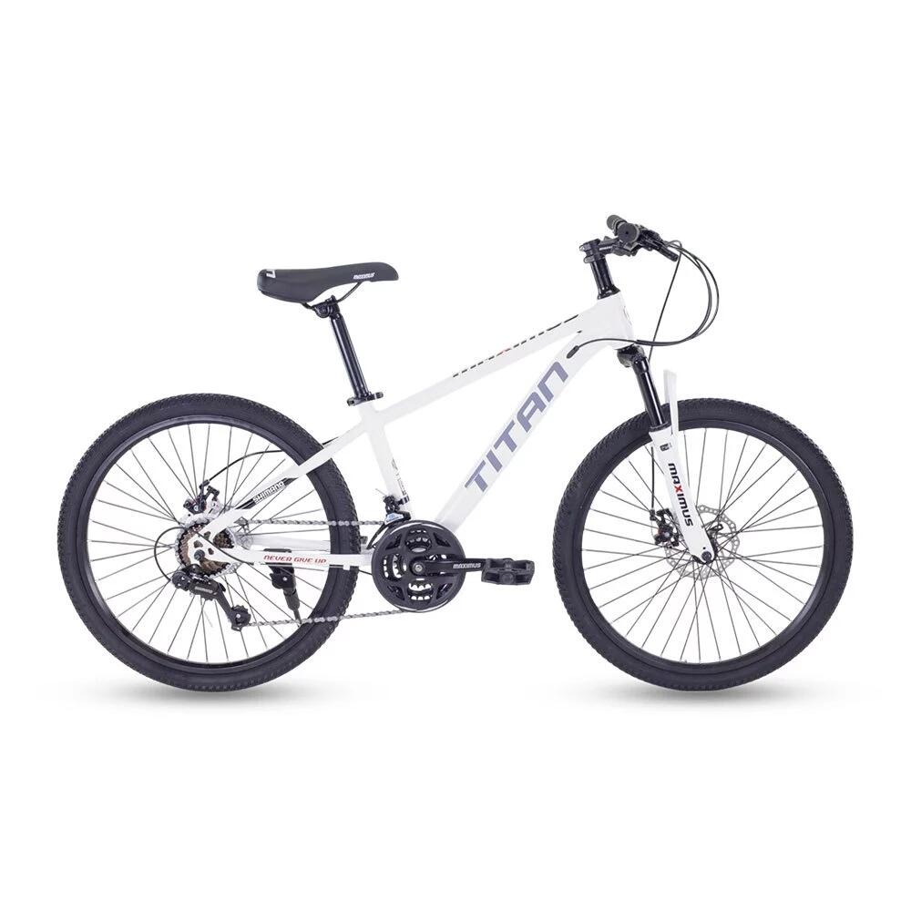 [Self-Assembly] MAXIMUS TITAN 24 Inch Kids MTB Shimano 21-Speed Front Suspension (White) 3-Year Frame Warranty