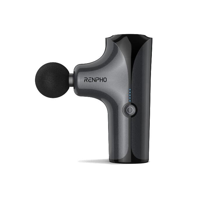 Renpho Mini pistolet de massage manuel GM173, 4 têtes, 5 vitesses, noir 2/5